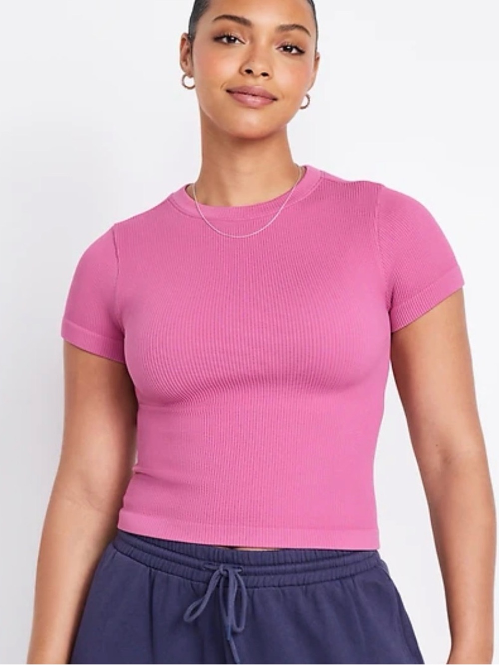 Old Navy Ribbed Short Sleeve Crop Top - Pink